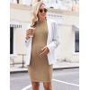 imageEkouaer Maternity Dress Mock Turtleneck Pregnancy Dress Rib Knit Stretchy Bodycon Baby Shower DressKhaki