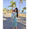 imageEkouaer Maternity Dress Mock Turtleneck Pregnancy Dress Rib Knit Stretchy Bodycon Baby Shower DressMint Green