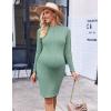 imageEkouaer Maternity Dress Mock Turtleneck Pregnancy Dress Rib Knit Stretchy Bodycon Baby Shower DressMint Green