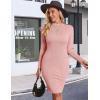 imageEkouaer Maternity Dress Mock Turtleneck Pregnancy Dress Rib Knit Stretchy Bodycon Baby Shower DressPink