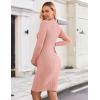 imageEkouaer Maternity Dress Mock Turtleneck Pregnancy Dress Rib Knit Stretchy Bodycon Baby Shower DressPink