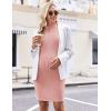 imageEkouaer Maternity Dress Mock Turtleneck Pregnancy Dress Rib Knit Stretchy Bodycon Baby Shower DressPink