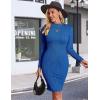 imageEkouaer Maternity Dress Mock Turtleneck Pregnancy Dress Rib Knit Stretchy Bodycon Baby Shower DressSnorkel Blue