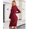 imageEkouaer Maternity Dress Mock Turtleneck Pregnancy Dress Rib Knit Stretchy Bodycon Baby Shower DressWine Red