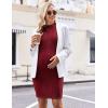 imageEkouaer Maternity Dress Mock Turtleneck Pregnancy Dress Rib Knit Stretchy Bodycon Baby Shower DressWine Red