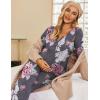 imageEkouaer Maternity Nursing Pajama Sets Labor Delivery Pjs Long Sleeve Breastfeeding Pajamas Pregnancy Sleepwear SetGray Flower Printing