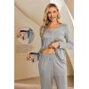 imageEkouaer Maternity Nursing Pajama Sets Labor Delivery Pjs Long Sleeve Breastfeeding Pajamas Pregnancy Sleepwear SetHeather Grey