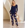 imageEkouaer Maternity Nursing Pajama Sets Labor Delivery Pjs Long Sleeve Breastfeeding Pajamas Pregnancy Sleepwear SetNavy Blue Flower