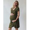 imageEkouaer Nursing Nightgown 3 In 1 Maternity Nightgown Short Sleeve Nursing Gown Breasfeeding Sleepwear Delivery DressArmy Green