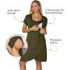 imageEkouaer Nursing Nightgown 3 In 1 Maternity Nightgown Short Sleeve Nursing Gown Breasfeeding Sleepwear Delivery DressArmy Green