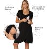 imageEkouaer Nursing Nightgown 3 In 1 Maternity Nightgown Short Sleeve Nursing Gown Breasfeeding Sleepwear Delivery DressBlack