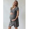 imageEkouaer Nursing Nightgown 3 In 1 Maternity Nightgown Short Sleeve Nursing Gown Breasfeeding Sleepwear Delivery DressGrey