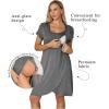 imageEkouaer Nursing Nightgown 3 In 1 Maternity Nightgown Short Sleeve Nursing Gown Breasfeeding Sleepwear Delivery DressGrey