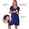 imageEkouaer Nursing Nightgown 3 In 1 Maternity Nightgown Short Sleeve Nursing Gown Breasfeeding Sleepwear Delivery DressNavy Blue