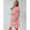 imageEkouaer Nursing Nightgown 3 In 1 Maternity Nightgown Short Sleeve Nursing Gown Breasfeeding Sleepwear Delivery DressPink