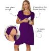 imageEkouaer Nursing Nightgown 3 In 1 Maternity Nightgown Short Sleeve Nursing Gown Breasfeeding Sleepwear Delivery DressPurple