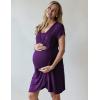 imageEkouaer Nursing Nightgown 3 In 1 Maternity Nightgown Short Sleeve Nursing Gown Breasfeeding Sleepwear Delivery DressPurple