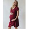 imageEkouaer Nursing Nightgown 3 In 1 Maternity Nightgown Short Sleeve Nursing Gown Breasfeeding Sleepwear Delivery DressWine Red