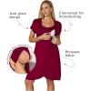 imageEkouaer Nursing Nightgown 3 In 1 Maternity Nightgown Short Sleeve Nursing Gown Breasfeeding Sleepwear Delivery DressWine Red