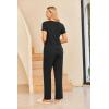 imageEkouaer Women Maternity Nursing Pajama Set Breastfeeding Sleepwear Set Short Sleeve Top ampamp Pants Postpartum PajamasBlack