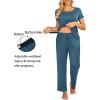 imageEkouaer Women Maternity Nursing Pajama Set Breastfeeding Sleepwear Set Short Sleeve Top ampamp Pants Postpartum PajamasDark Blue