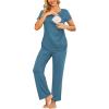 imageEkouaer Women Maternity Nursing Pajama Set Breastfeeding Sleepwear Set Short Sleeve Top ampamp Pants Postpartum PajamasDark Blue