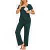 imageEkouaer Women Maternity Nursing Pajama Set Breastfeeding Sleepwear Set Short Sleeve Top ampamp Pants Postpartum PajamasDark Green