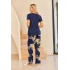 imageEkouaer Women Maternity Nursing Pajama Set Breastfeeding Sleepwear Set Short Sleeve Top ampamp Pants Postpartum PajamasFloral Navy Blue1