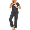 imageEkouaer Women Maternity Nursing Pajama Set Breastfeeding Sleepwear Set Short Sleeve Top ampamp Pants Postpartum PajamasGrey