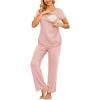 imageEkouaer Women Maternity Nursing Pajama Set Breastfeeding Sleepwear Set Short Sleeve Top ampamp Pants Postpartum PajamasPink