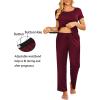imageEkouaer Women Maternity Nursing Pajama Set Breastfeeding Sleepwear Set Short Sleeve Top ampamp Pants Postpartum PajamasWine Red
