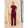 imageEkouaer Women Maternity Nursing Pajama Set Breastfeeding Sleepwear Set Short Sleeve Top ampamp Pants Postpartum PajamasWine Red