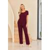 imageEkouaer Women Maternity Nursing Pajama Set Breastfeeding Sleepwear Set Short Sleeve Top ampamp Pants Postpartum PajamasWine Red
