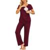 imageEkouaer Women Maternity Nursing Pajama Set Breastfeeding Sleepwear Set Short Sleeve Top ampamp Pants Postpartum PajamasWine Red