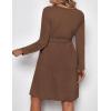 imageEkouaer Womens Maternity Dress Rib Knit Long Sleeve Pregnancy Dresses Crewneck Pregnant Clothes with BeltBrown