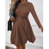 imageEkouaer Womens Maternity Dress Rib Knit Long Sleeve Pregnancy Dresses Crewneck Pregnant Clothes with BeltBrown