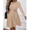 imageEkouaer Womens Maternity Dress Rib Knit Long Sleeve Pregnancy Dresses Crewneck Pregnant Clothes with BeltKhaki