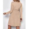 imageEkouaer Womens Maternity Dress Rib Knit Long Sleeve Pregnancy Dresses Crewneck Pregnant Clothes with BeltKhaki