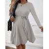 imageEkouaer Womens Maternity Dress Rib Knit Long Sleeve Pregnancy Dresses Crewneck Pregnant Clothes with BeltLight Grey