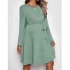 imageEkouaer Womens Maternity Dress Rib Knit Long Sleeve Pregnancy Dresses Crewneck Pregnant Clothes with BeltMint Green