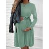 imageEkouaer Womens Maternity Dress Rib Knit Long Sleeve Pregnancy Dresses Crewneck Pregnant Clothes with BeltMint Green