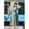 imageEkouaer Womens Maternity Dress Rib Knit Long Sleeve Pregnancy Dresses Crewneck Pregnant Clothes with BeltMint Green