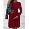 imageEkouaer Womens Maternity Dress Rib Knit Long Sleeve Pregnancy Dresses Crewneck Pregnant Clothes with BeltWine Red