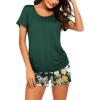 imageEkouaer Womens Maternity Nursing Pajamas Set Breastfeeding Sleepwear Double Layer Short Sleeve Top ampamp Shorts Pregnancy PJSB  Floral Dark Green