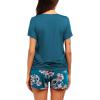 imageEkouaer Womens Maternity Nursing Pajamas Set Breastfeeding Sleepwear Double Layer Short Sleeve Top ampamp Shorts Pregnancy PJSB  Floral Teal