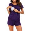 imageEkouaer Womens Maternity Nursing Pajamas Set Breastfeeding Sleepwear Double Layer Short Sleeve Top ampamp Shorts Pregnancy PJSB  Purple