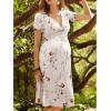 imageEkouaer Womens Nursing Dress Breastfeeding Short Sleeve Floral Maternity Dresses Casual Pregnancy Clothes SXXLKhaki Flowers