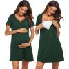 imageEkouaer Labor and Delivery Gown Nursing Nightgown Maternity Nightgowns for Hospital Short Breastfeeding Nightgown SXXLDark Green