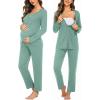 imageEkouaer Maternity Nursing Pajama Sets Labor Delivery Pjs Long Sleeve Breastfeeding Pajamas Pregnancy Sleepwear SetAqua