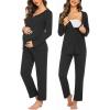 imageEkouaer Maternity Nursing Pajama Sets Labor Delivery Pjs Long Sleeve Breastfeeding Pajamas Pregnancy Sleepwear SetBlack